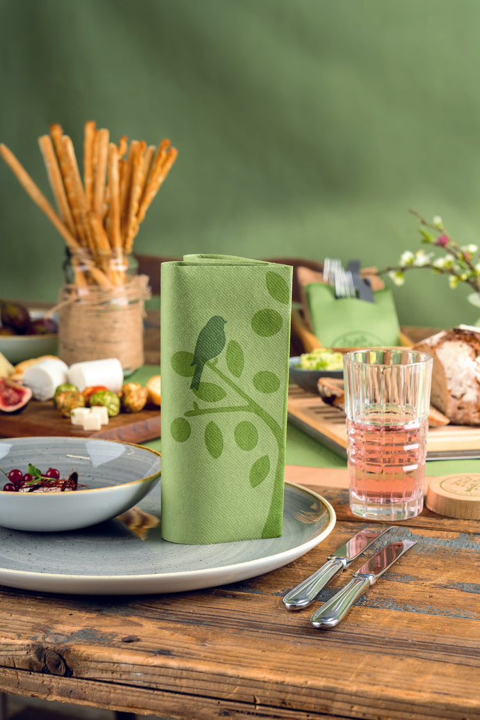mank love nature tisch servietten, ökologisch design, farbig abbaubar, 